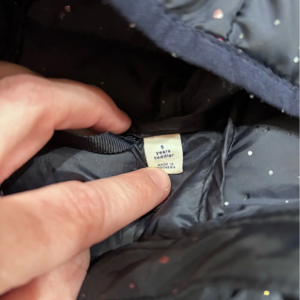 Gap Kids Lightweight Hooded Zip Up Puffer Jacket Sz 5 Toddler Navy Blue